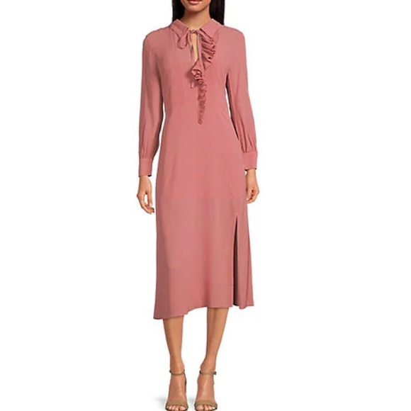 TED BAKER LONDON FAITHIY ASYMMETRIC RUFFLE MIDI DRESS Women